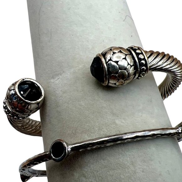 Silver Tone Black Onyx Necklace & Rhinestone Bracelets Set.   M54 - Picture 11 of 16